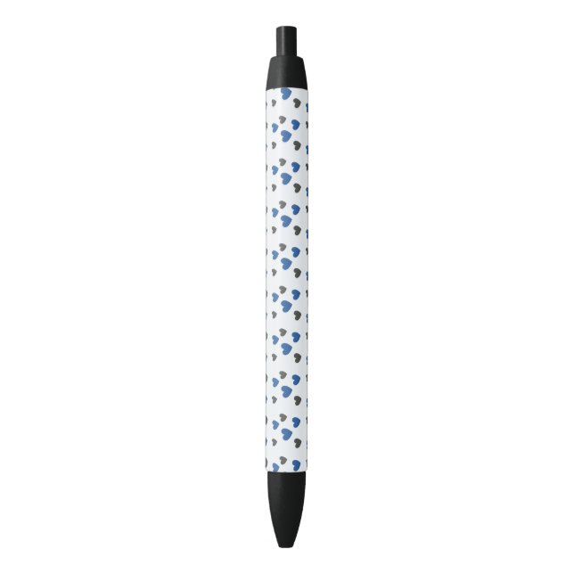 Caneta Preta Gliding Hearts - Azul e Cinza  (Frente Vertical)