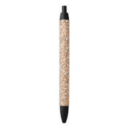 Caneta Preta Glitter de Lâmina Dourada do Rosa de Pêssego      