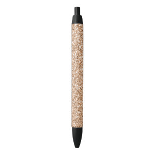 Caneta Preta Glitter de Lâmina Dourada do Rosa de Pêssego