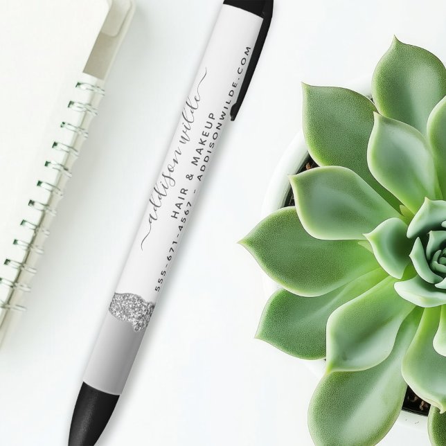 Caneta Preta Glitter Diamantes Silver Glitter Business (Criador carregado)