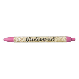 Caneta Preta Glitter Glamouroso Dourado Estampa de Leopardo