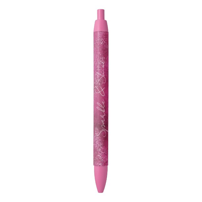 Caneta Preta Glitter Glitter Abstrato Rosa Girassol (Frente Vertical)