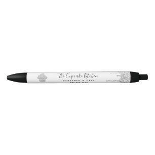 Caneta Preta Glitter prateado Cupcake padaria pastelaria