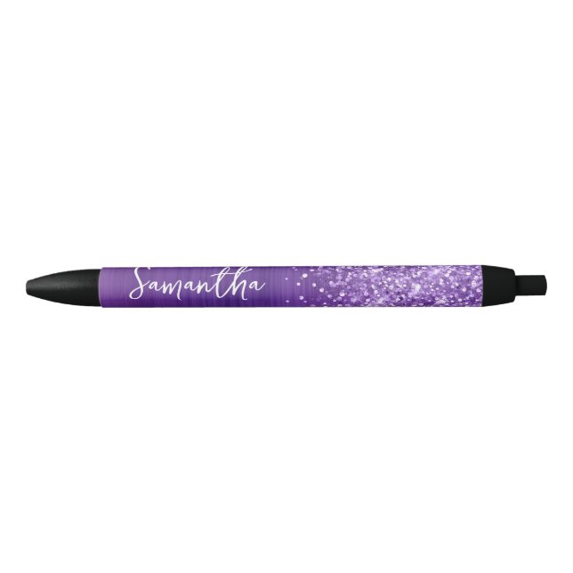 Caneta Preta Glittery Ametyst Purple Glam Name (Frente)