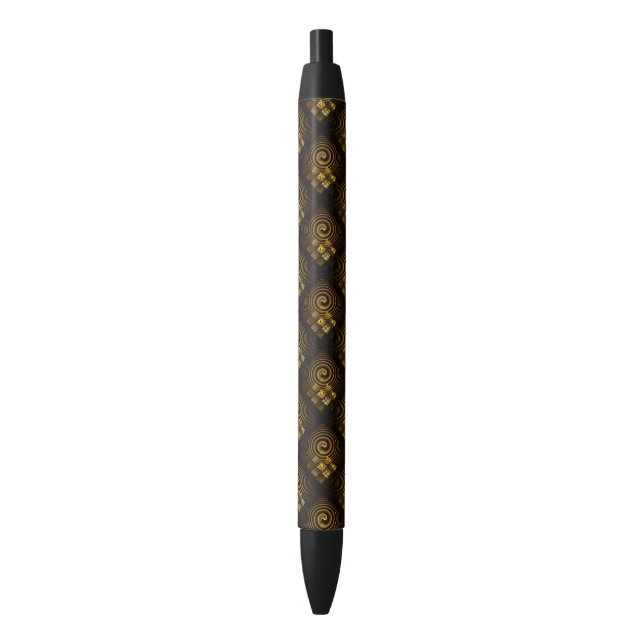 Caneta Preta Gold Modern Boho Elegant Abstract Art Pattern #502 (Frente Vertical)
