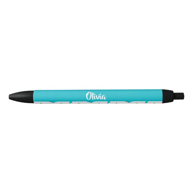 Caneta Preta Golfinhos azuis em branco (Frente)