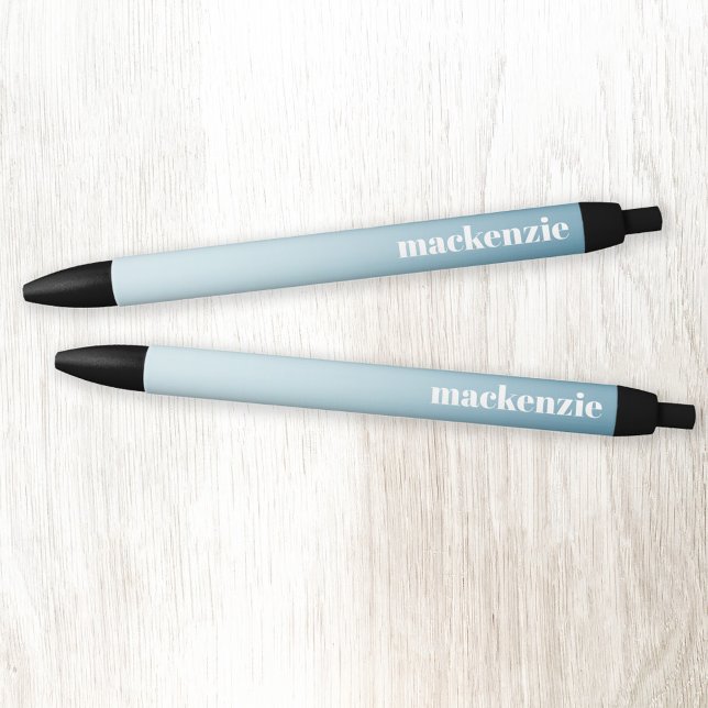 Caneta Preta Gradiente Azul de Nome Personalizado Moderno (Modern lower case typography personalized name blue gradient pen)