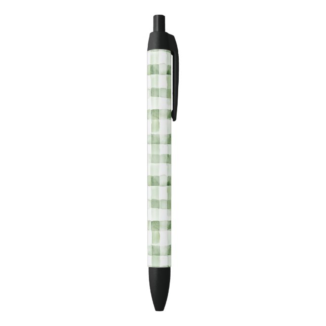 Caneta Preta Green White Plaid Stripes (parte de inferior (Vertical))