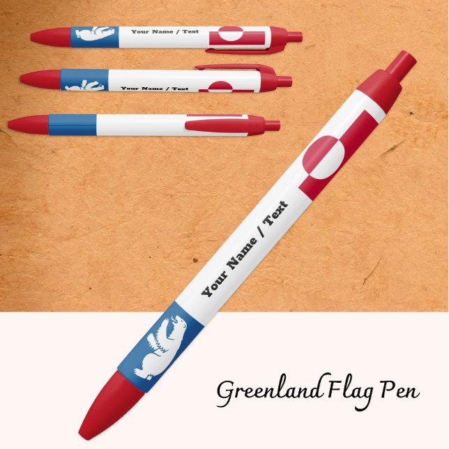 Caneta Preta Greenlan Flag Pen, Bear, Greenland / Promotional (Greenland Flag Pen / Polar Bear)