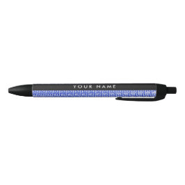 Caneta Preta Grego Meander Key Blue, Seu Nome, Personalize