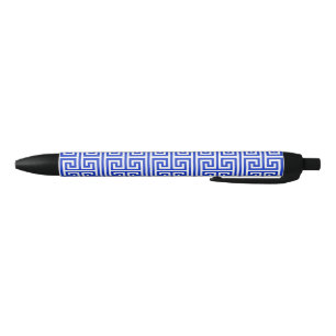 Caneta Preta Grego Meander Key Square H Patterno Blue