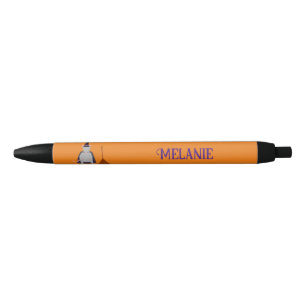 Caneta Preta Halloween Witch Rat e Broom Nome Personalizado