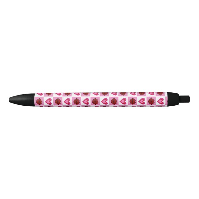 Caneta Preta Hearts and Kisses Pen (Frente)