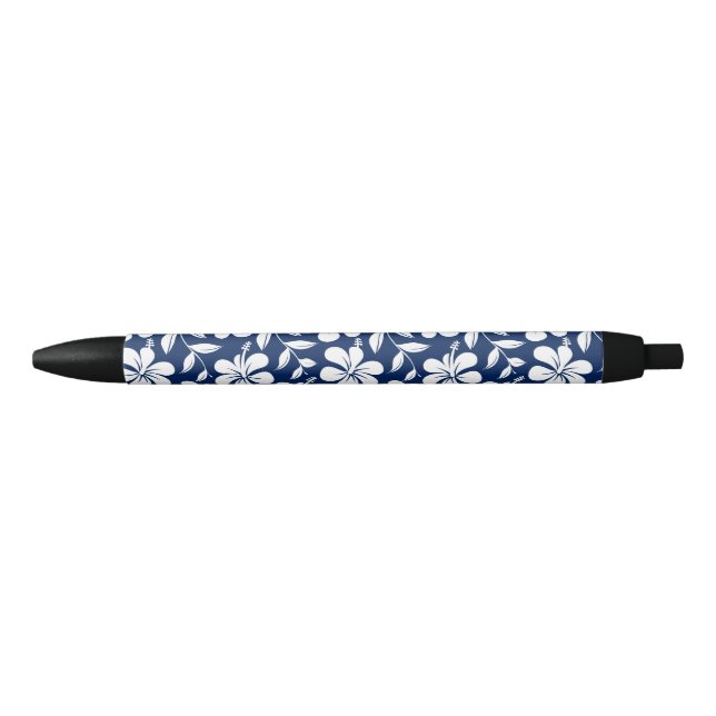 Caneta Preta hibisco azul e branco (Frente)
