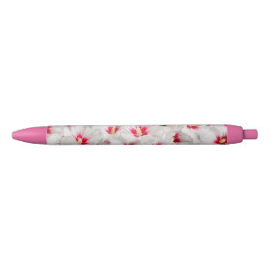 Caneta Preta Hibiscus - Padrão Chinês de Flor Rosa