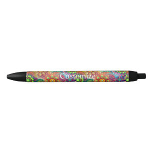Caneta Preta Hippie Groovy Techno Psicodélico Thunder_Cove