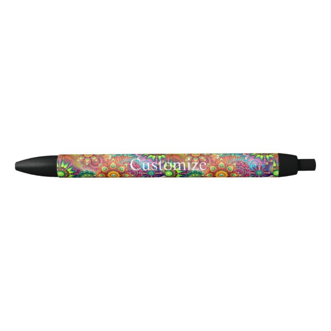 Caneta Preta Hippie Groovy Techno Psicodélico Thunder_Cove (Frente)