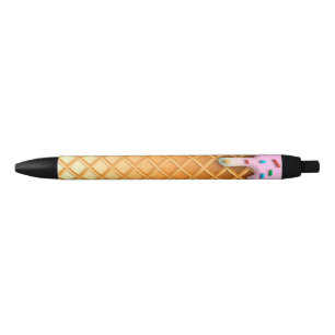 Caneta Preta Ice Cream Drip Waffle Cone Pink With Sprinkles