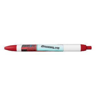Caneta Preta Ilustração de caminhão reboque vermelho