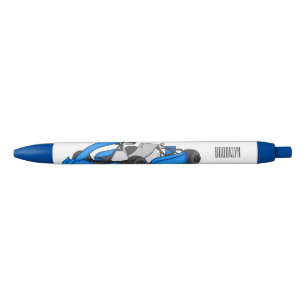 Caneta Preta Ilustração de desenho animado de corrida de kart