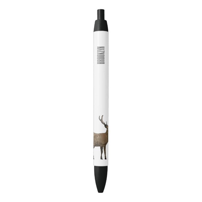 Caneta Preta Ilustração de desenho de cervo (Frente Vertical)
