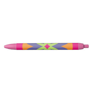 Caneta Preta ilustração de formas florais laranja e rosa