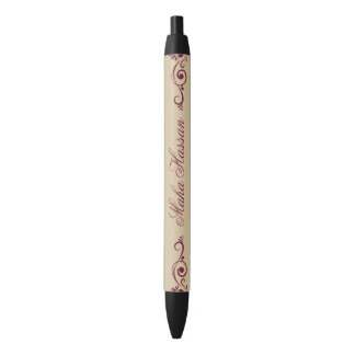 Caneta Preta Ilustração de redemoinho floral elegante Burgundy
