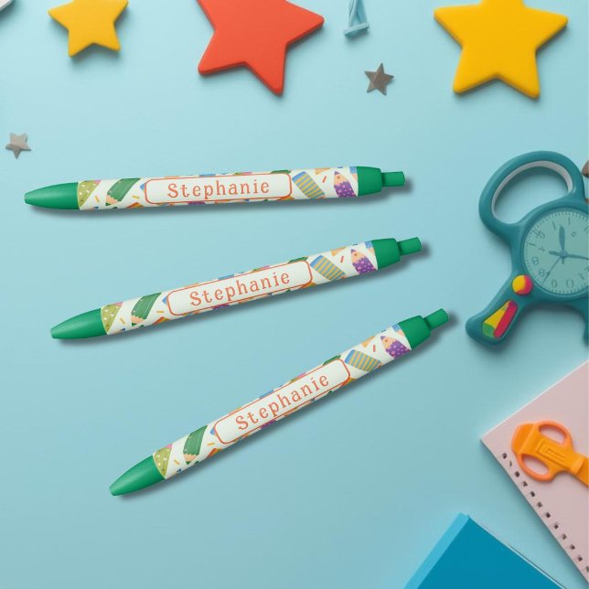 Caneta Preta Impressão de Lápis Personalizável Fofa (Criador carregado)