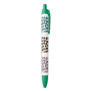Caneta Preta Impressão de Leopardo