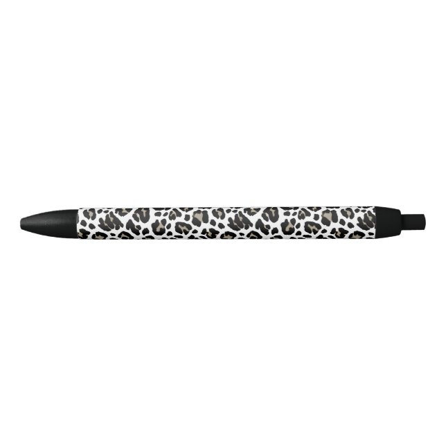 Caneta Preta Impressão de Leopardo Branco e Preto (Frente)