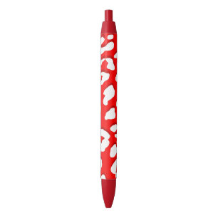 Caneta Preta Impressão de leopardo branco vermelho