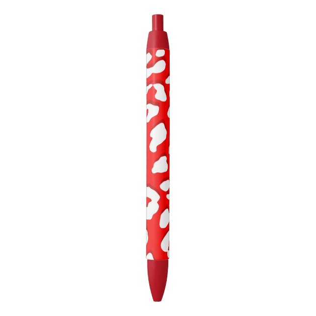 Caneta Preta Impressão de leopardo branco vermelho (Frente Vertical)