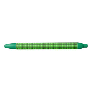 Caneta Preta Impressão de Tartan verde verificado,