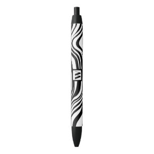 Caneta Preta Impressão em Zebra Branca Negra Trendente com Mon