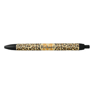 Caneta Preta Impressão Leopard Personalizada
