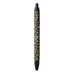 Caneta Preta Impressão preto Dourado do leopardo de Ombre