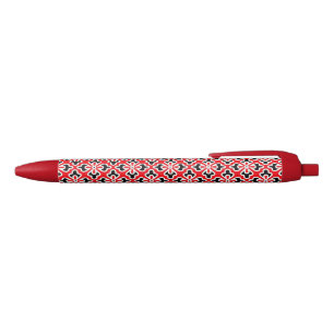 Caneta Preta impressão quimono, vermelho, preto e branco