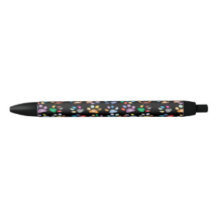 Caneta Preta Impressões coloridas da pata