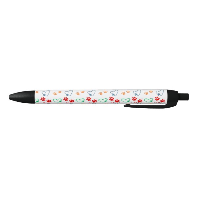 CANETA PRETA IMPRESSÕES E CORAÇÕES DE AMOR DE CACHORRO BONITAS (Parte Inferior)