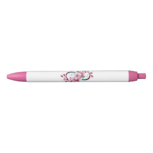Caneta Preta Infinidade com Flores de Flor Sakura