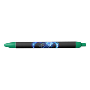 Caneta Preta Infinito brilhante com rosa azul