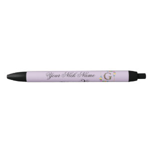 Caneta Preta Inicial Floral Elegante G