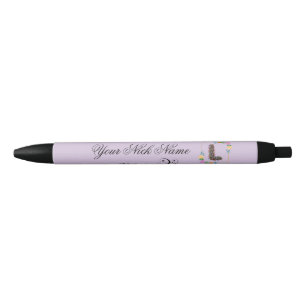 Caneta Preta Inicial Floral Elegante L