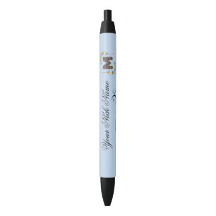 Caneta Preta Inicial Floral Elegante M