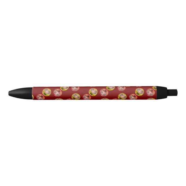 Caneta Preta  "Japanese Zen Daruma & Kanji – Never Give Up" (Frente)