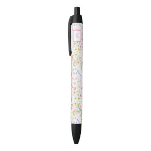 Caneta Preta Jardim Flores Silvestres Personalizadas Padrão Flo
