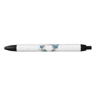 Caneta Preta Jewelry Heart with Butterflies Morpho