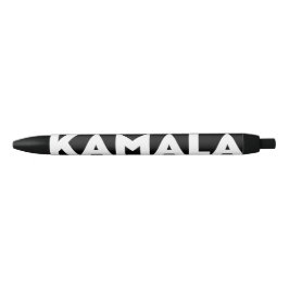 Caneta Preta Kamala, tipografia moderna, em negrito, branco e p