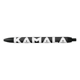 Caneta Preta Kamala, tipografia moderna, em negrito, branco e p