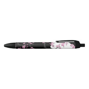 Caneta Preta Kimono Black e White Pink Sakura